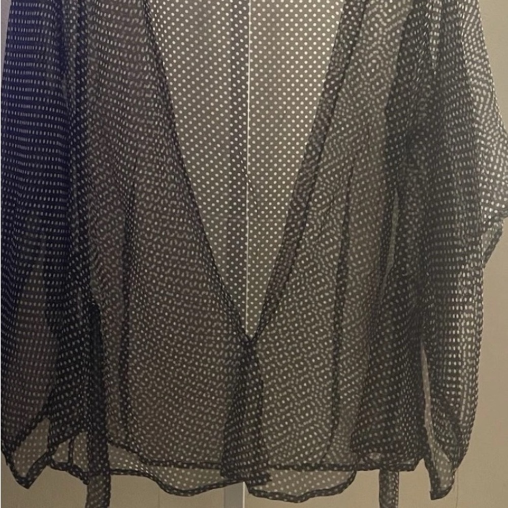 Saint Tropez West Sheer Black Polka Dot Blouse